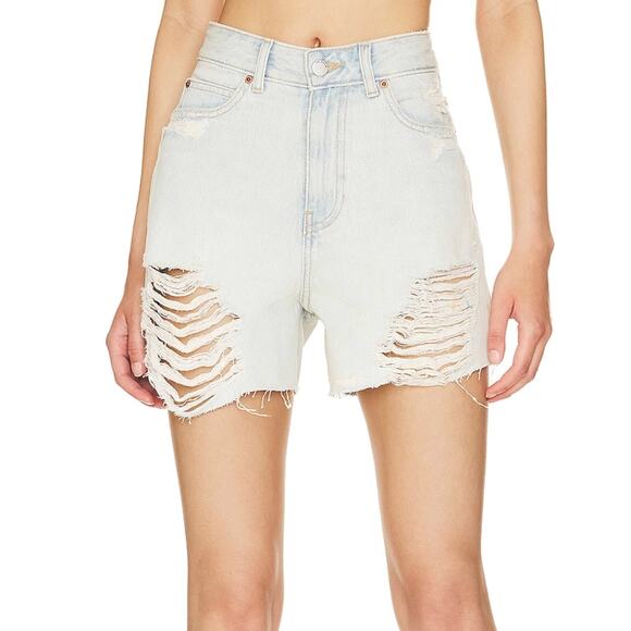 Dr. Denim Cutoff Denim Short Size 30 Distressed High Rise Light Wash Rigid NEW - Picture 2 of 10